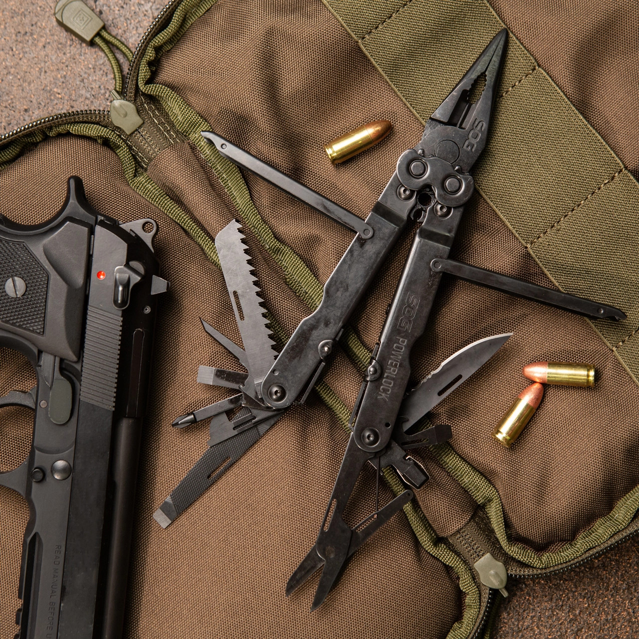 SOG, PowerLock EOD (nylonhylster, sort oxid)
